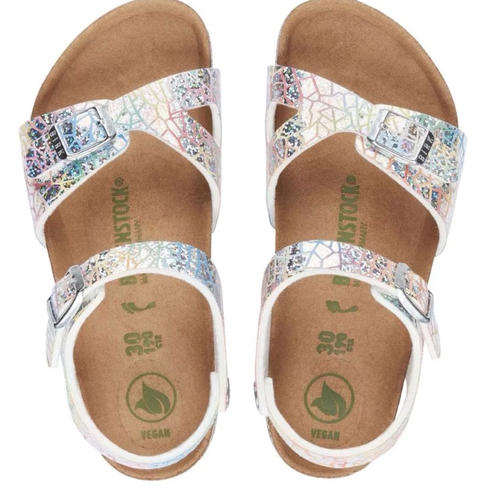 Birkenstock Kids Iridescent Holographic Glitter Sandals - size 34 - Picture 2 of 8